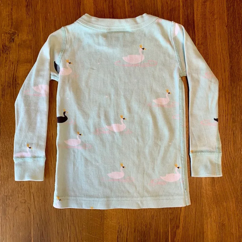 HANNA ANDERSSON Girls Pajamas 2 2T 80/85 Swan Cotton Long John PJs Toddler Girl - Picture 3 of 10